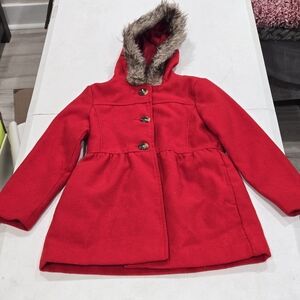 Crazy 8 Red Puffer Jacket with Faux Fur Hood
